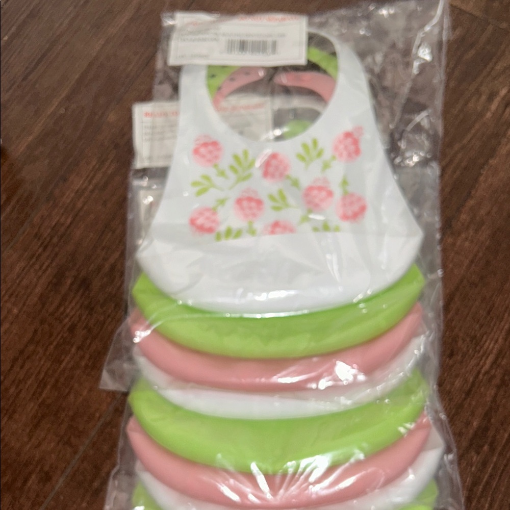 Floral Baby Bib Set - Pink and Green